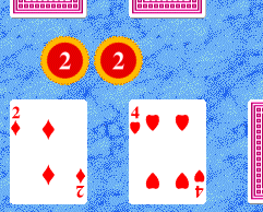 Screenshot showing
the value of the player's two cards as 6